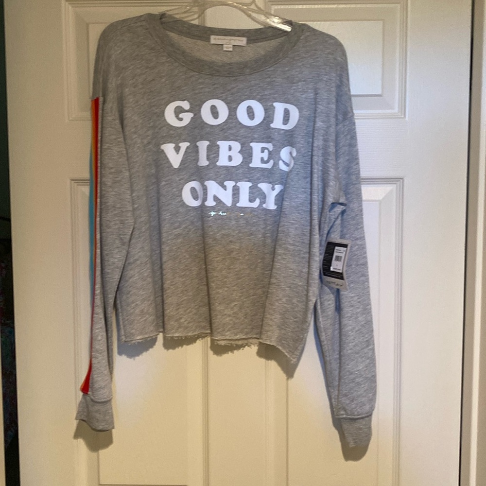 Good vibes only crop sweater